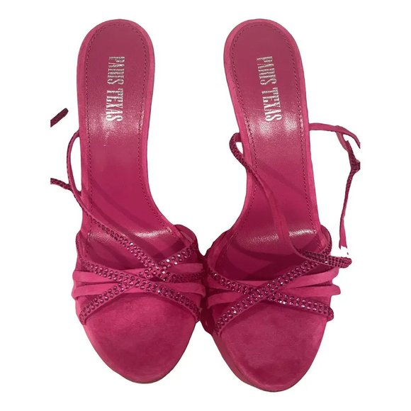 PARIS TEXAS Holly Nicole Pink Studded Heel - Picture 1 of 4